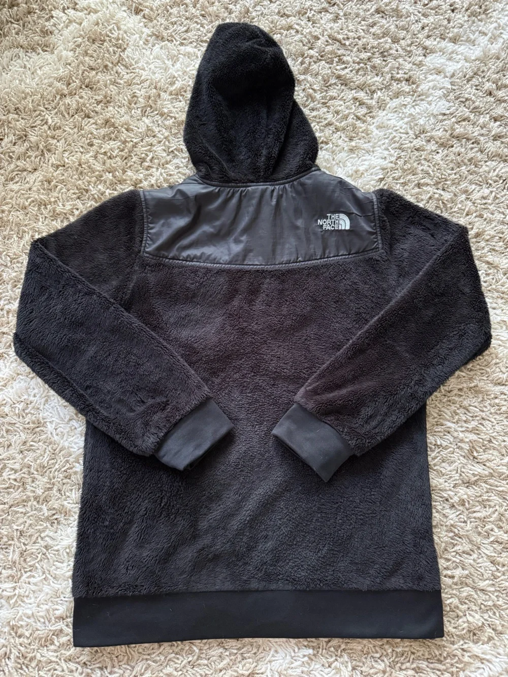 The North Face Girl’s Black Fleece Jacket with White Logo